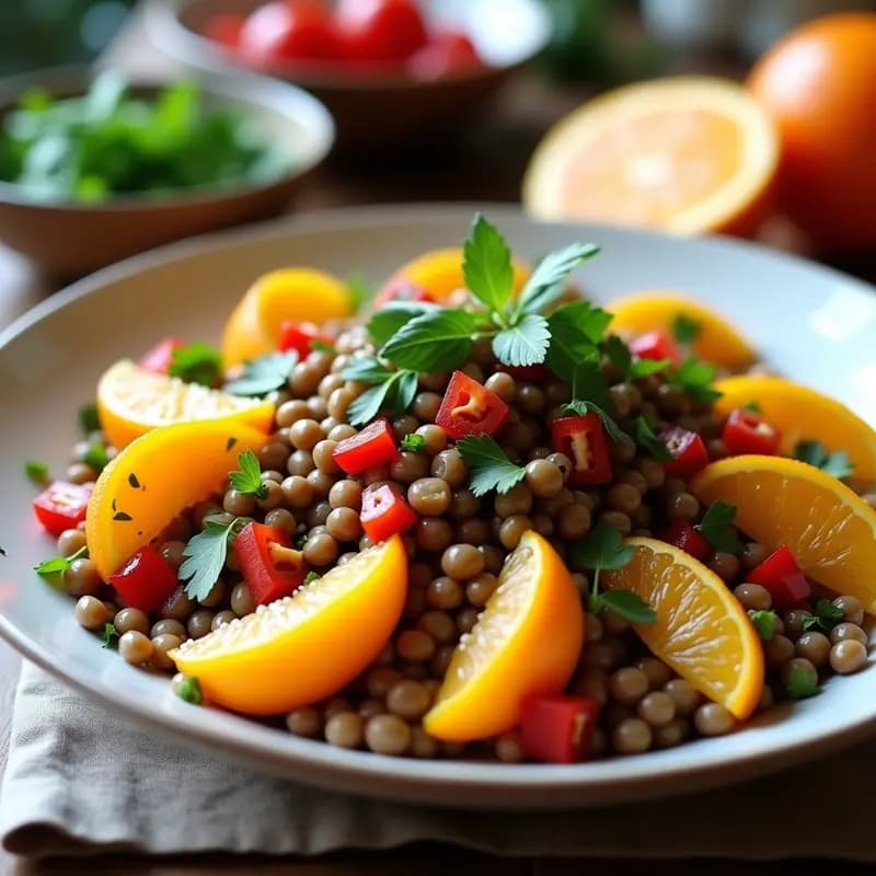 Ensalada de Lentejas y Naranja con Vinagreta de Miel: Receta Saludable y Rápida