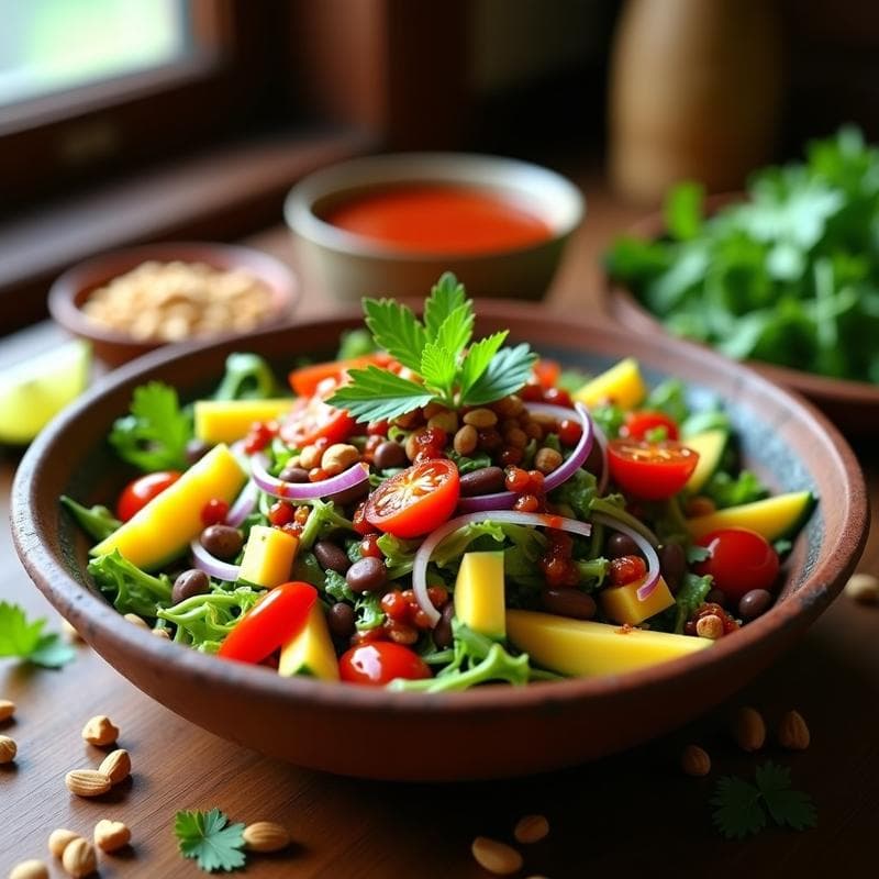 Ensalada de Mango Verde y Zacatecas con Aderezo de Chile de Árbol: Receta Mexicana Picante y Fresca
