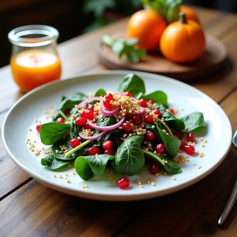 Ensalada de Mangold y Granados con Vinagreta de Naranja: Receta de Otoño Sin Aceite
