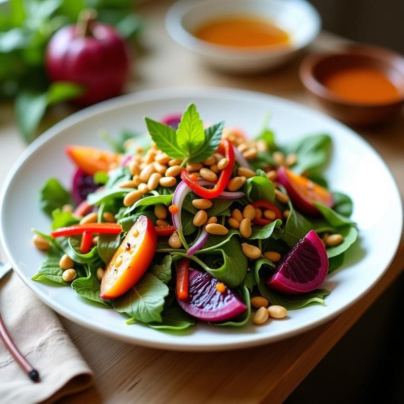 Ensalada de Mangostán y Rúcula con Vinagreta de Tamarindo: Receta Vietnamita Refrescante