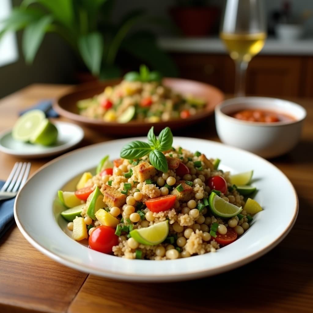 Ensalada de Mijo con Calabacín Asado y Vinagreta de Limón Confitado: Receta Senegalesa Vegana