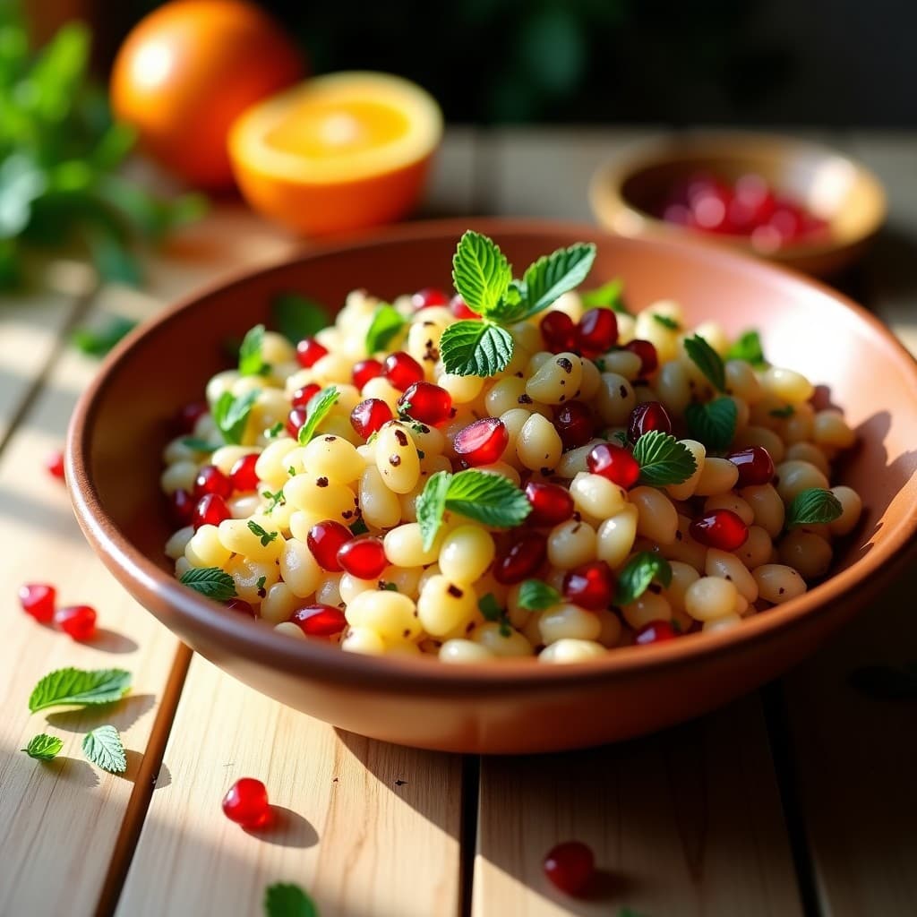Ensalada de Mijo y Granados con Vinagreta de Naranja Amarga: Receta Libanesa Vegana
