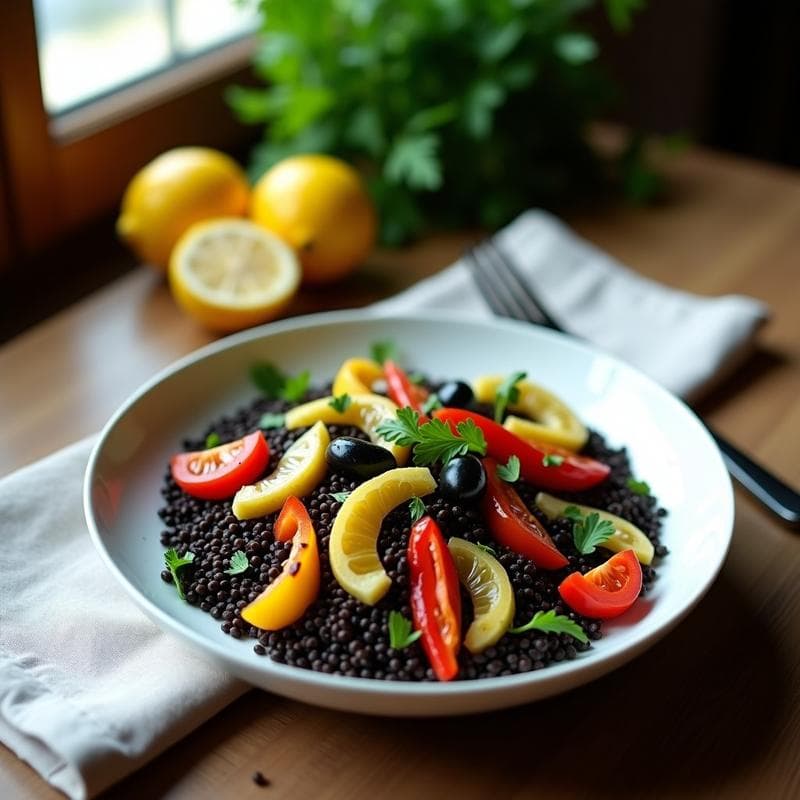 Ensalada de Mijo Negro y Alcachofas con Vinagreta de Limón Confitado: Receta Sin Gluten