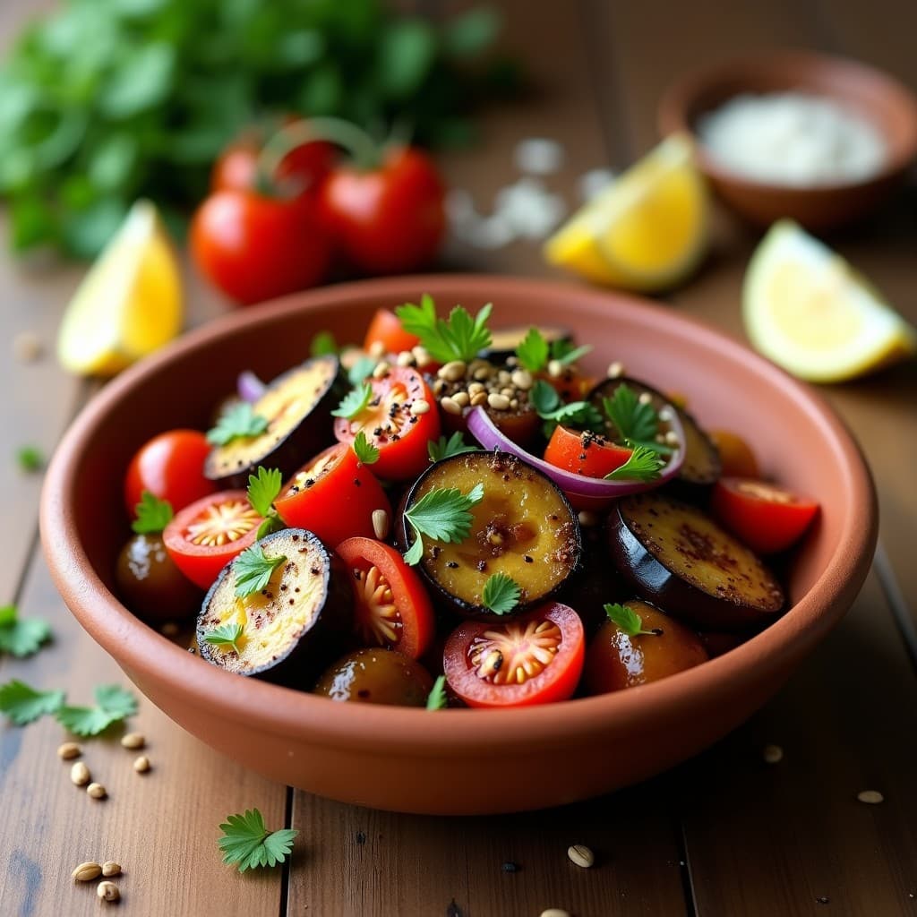 Ensalada Moruna de Berenjena Ahumada con Zaatar: Receta Árabe Express y Alta en Fibra