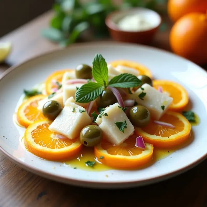 Ensalada de Naranjas con Bacalao Desalado y Aceitunas: Entrante Andaluz Fresco y Ligero