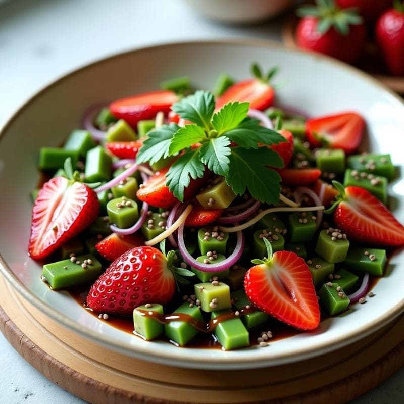 Ensalada de Nopales y Fresas con Vinagreta de Vinagre Balsámico: Receta Mexicana Sin Gluten