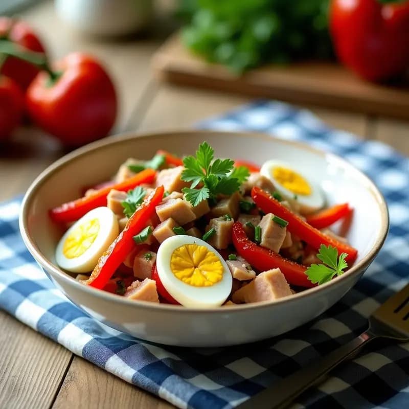 Ensalada de Pimientos Asados con Ventresca y Huevo Duro: Receta Murciana de Verano
