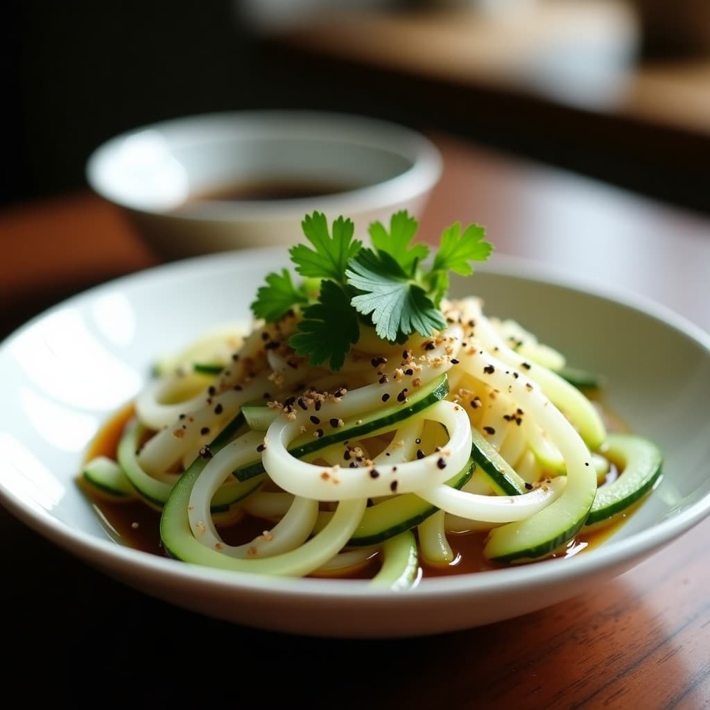 Ensalada de Rábano Daikon y Pepino con Vinagreta de Sésamo Negro: Receta Coreana Crudivegana