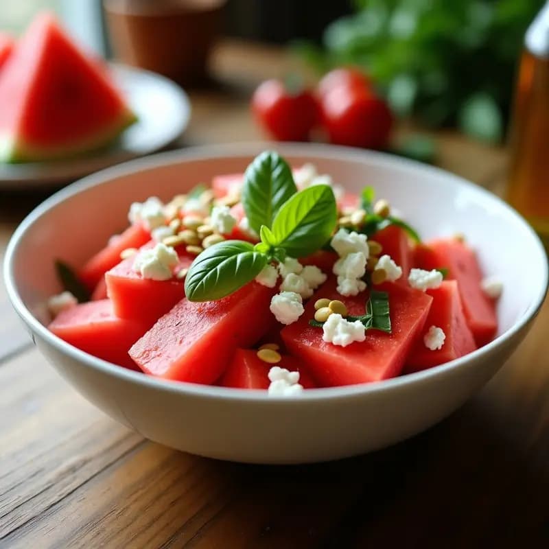 Ensalada de Watermelon y Queso Feta con Vinagreta de Albahaca: Receta Veraniega Keto