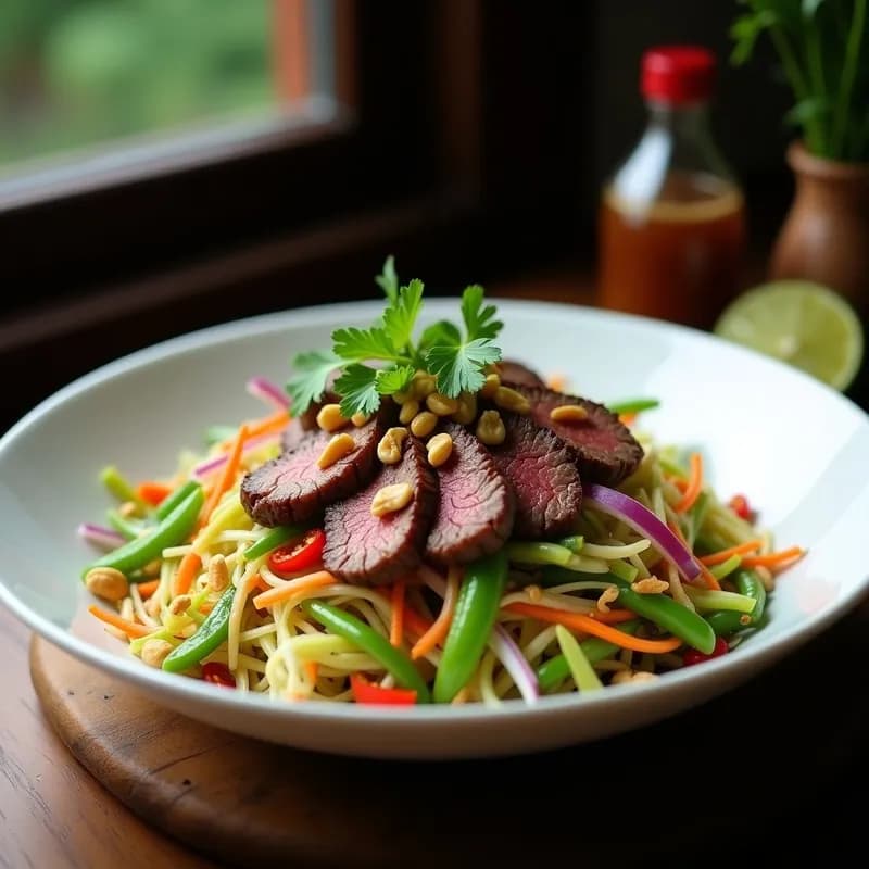 Ensalada Thai de Papaya Verde con Picanha: Receta Fresca y Alta en Proteína en 20 Minutos