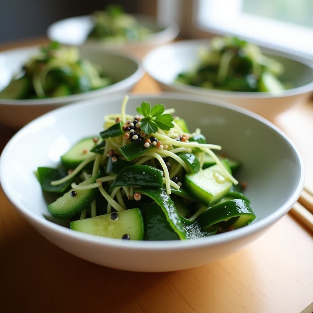Ensalada de Watakushi (Alga Japonesa) con Pepino y Sésamo: Receta Vegana y Alta en Yodo