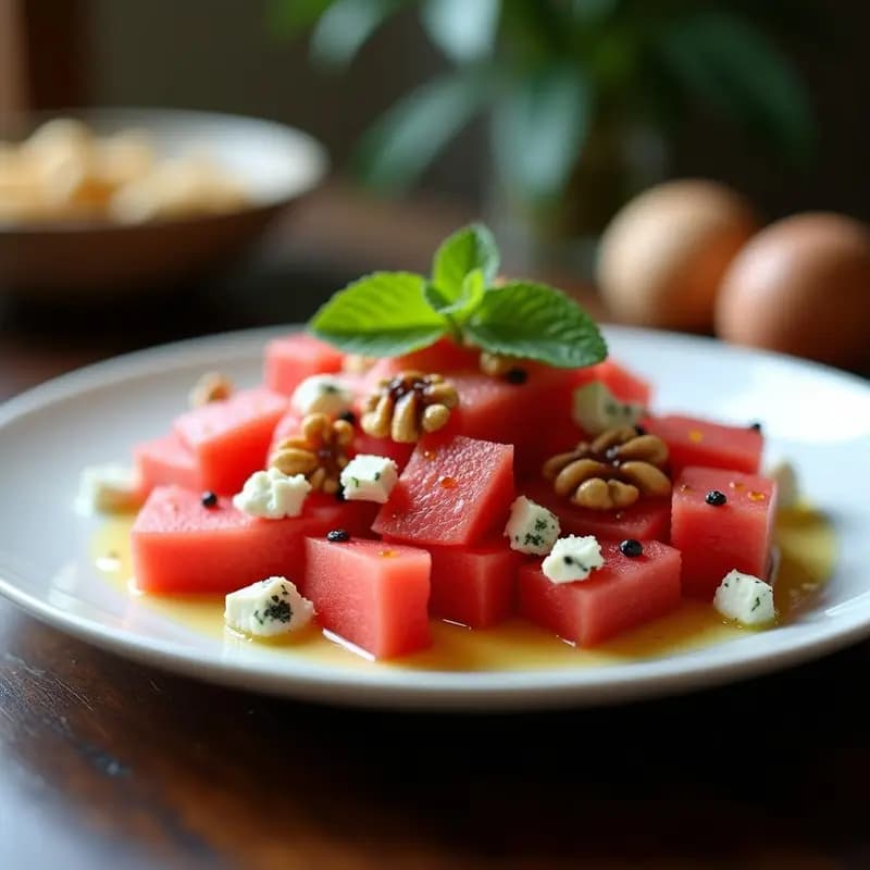 Ensalada de Watermelon y Queso Azul con Vinagreta de Miel y Nueces: Receta Veraniega que Explosiona Sabores