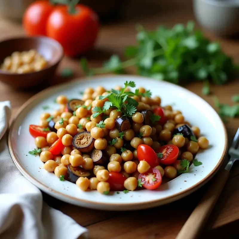 Ensaldilla de Garbanzos y Atún de Berenjena: Receta Española Vegana con Toque Mediterráneo