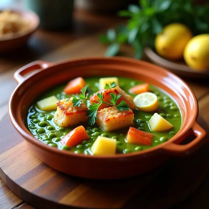Ensopado de Langosta: Receta de Pescado en Salsa Verde con Patatas y Guisantes