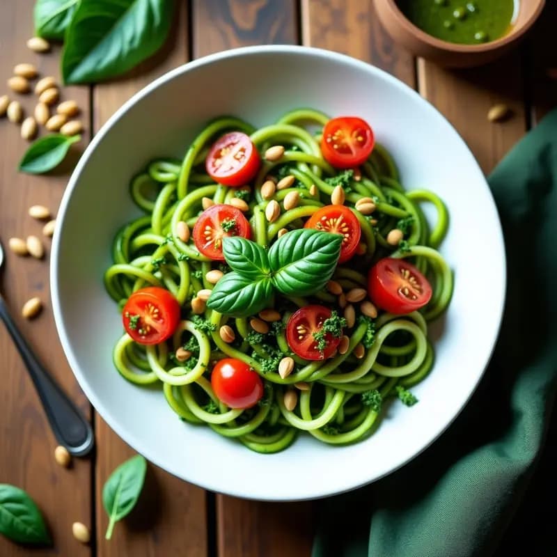 Espaguetis de Calabacín con Pesto de Espirulina y Semillas de Calabaza: Receta Detox y Alta en Clorofila