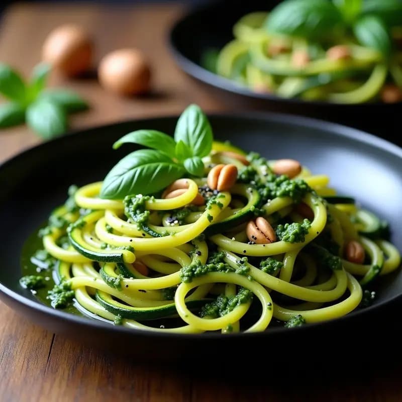 Espaguetis de Calabacín con Pesto de Rúcula y Piñones: Receta Italiana Low-Carb