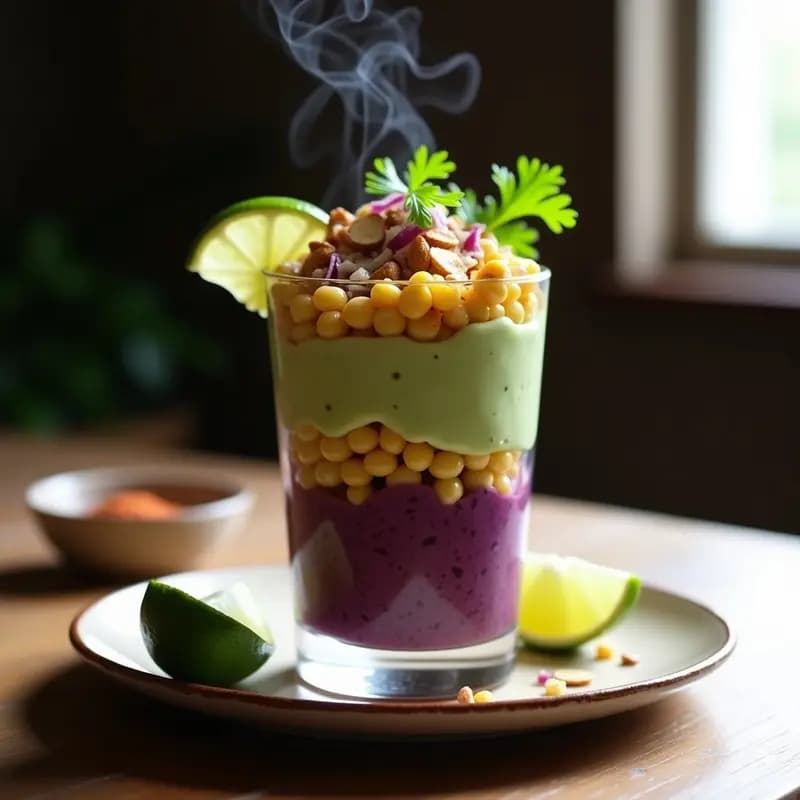 Esquites Mexicanos con Elote Morado y Mayonesa de Aguacate: Receta Vegana en Vaso