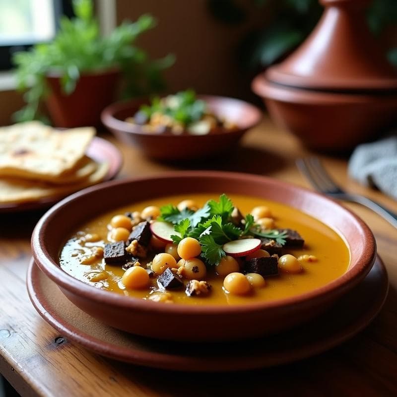 Estofado de Berenjena y Garbanzos con Salsa de Limón Confitado: Receta Marroquí Vegana