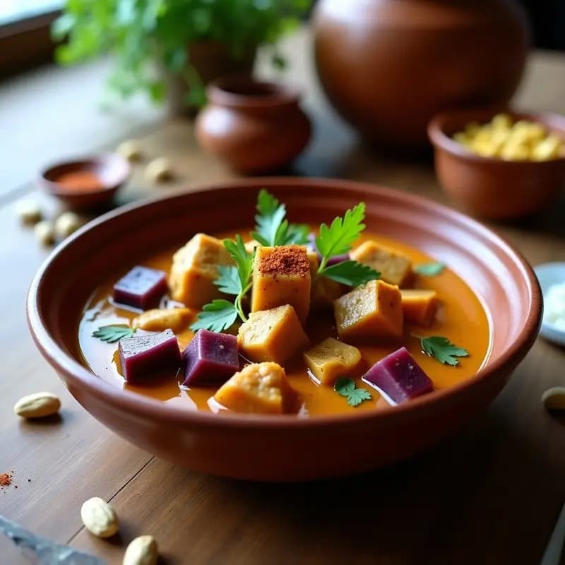 Estofado de Cacahuetes y Batata Morada: Receta Africana Keto en Olla Express