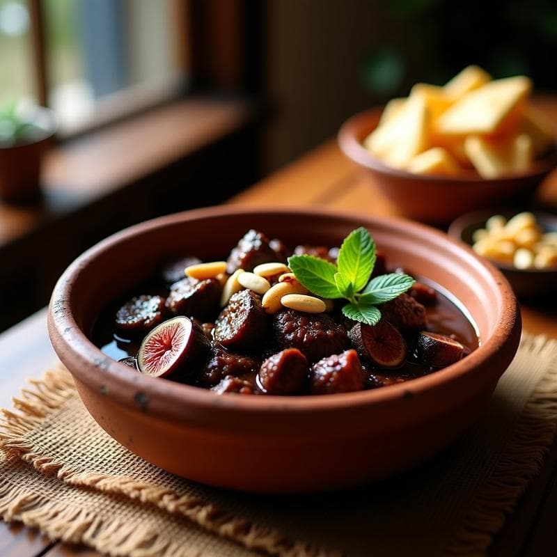 Estofado de Cordero con Higos y Chocolate Negro: Receta Árabe en Olla Express Reconfortante