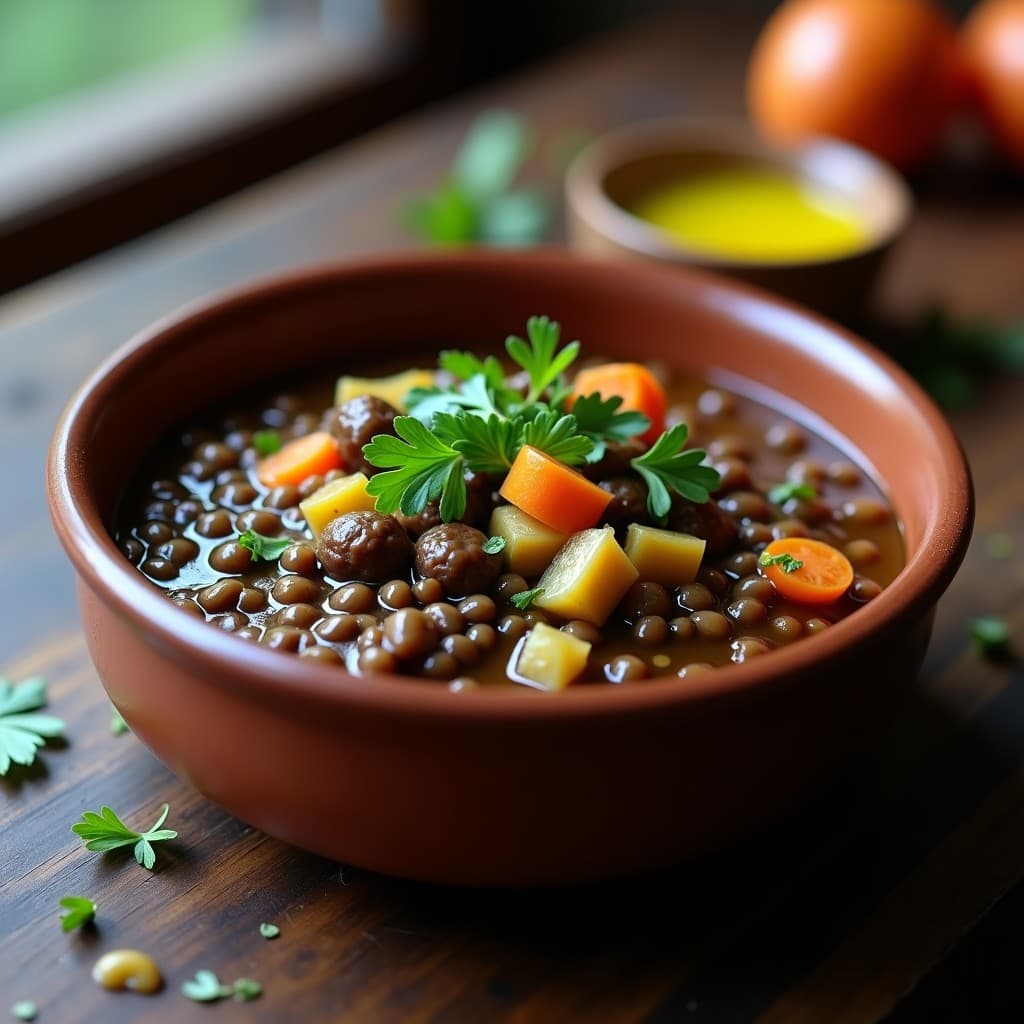 Estofado de Lentejas Beluga y Hongos Porcini: Receta Antiinflamatoria en Olla Express