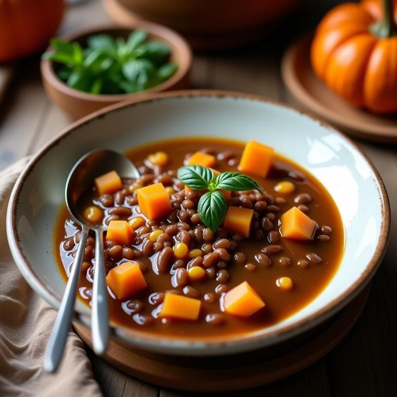 Estofado de Lentejas Negras con Calabaza y Chocolate: Receta Mexicana en Olla Lenta
