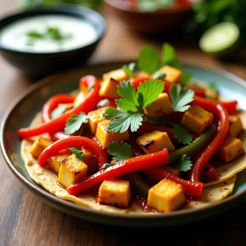 Fajitas de Pimiento y Queso Paneer: Receta Mexicana-India Vegetariana en Sartén