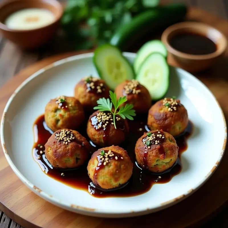 Falafel de Garbanzos Negros con Salsa de Ajo Negro: Receta Árabe Gourmet y Sin Freír
