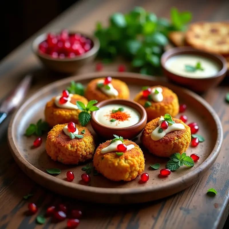 Falafel al Horno con Tahini y Granada: Receta Africana Crujiente y Baja en Calorías