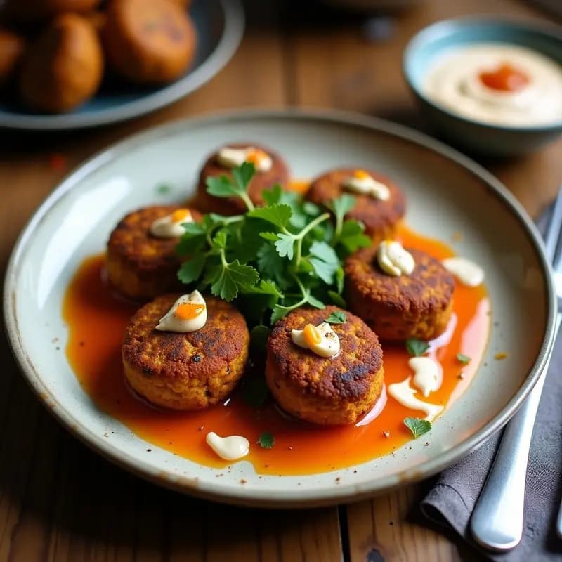 Falafel de Lentejas Rojas al Horno con Tahini y Granada: Receta Libanesas Sin Garbanzos