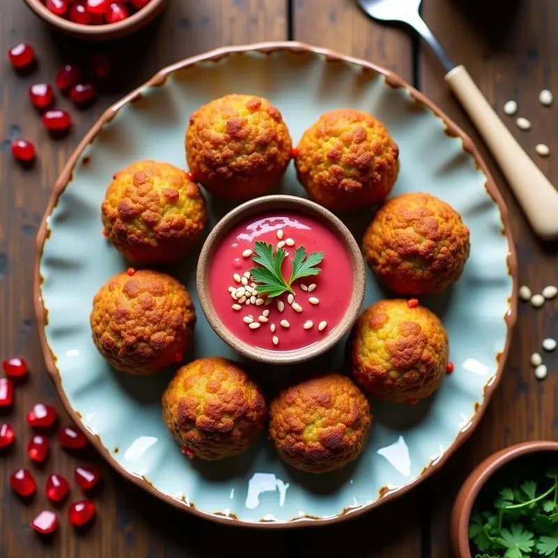 Falafel de Lentejas Rojas con Salsa de Granado: Receta Libanesa Sin Harina y Crujiente