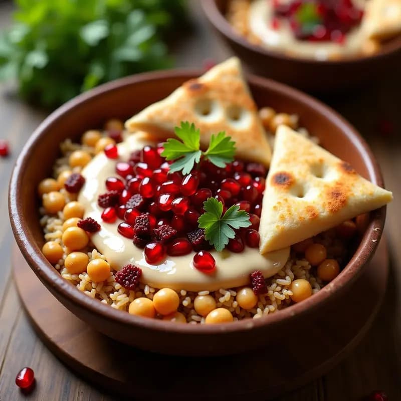 Fattah de Garbanzos y Arroz con Salsa de Tahini: Receta Egipcia Vegana y Reconfortante