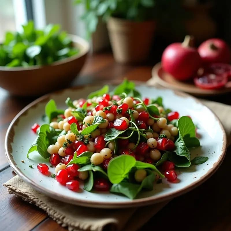Fattoush con Granados y Hierbas del Líbano: Ensalada Árabe Fresca y Crujiente