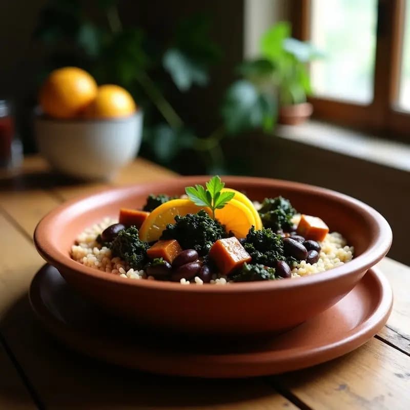 Feijoada Brazileña con Frijoles Negros y Col Rizada: Receta Vegana en Olla Lenta y Alta en Hierro