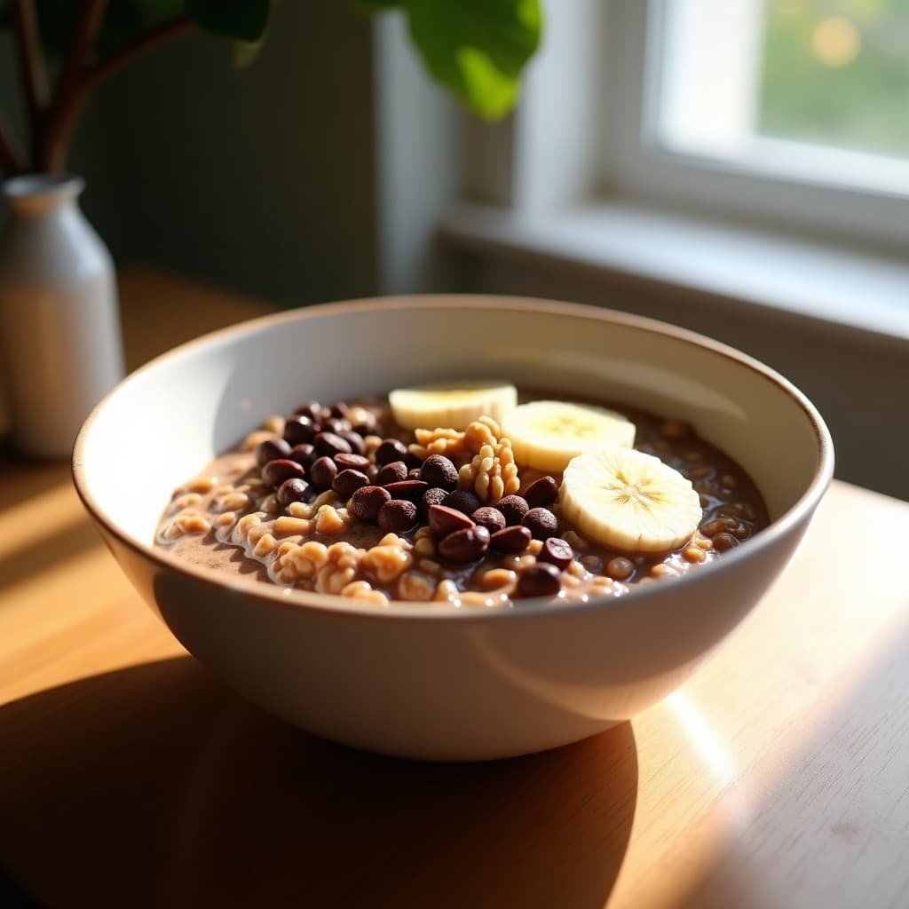Gachas de Avena con Cacao Nibs y Chocolate Negro: Desayuno Energético en 10 Minutos