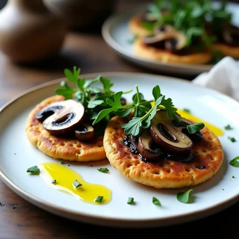 Galettes de Sarraceno con Hongos y Crema de Ajo Negro: Receta Francesa Sin Gluten