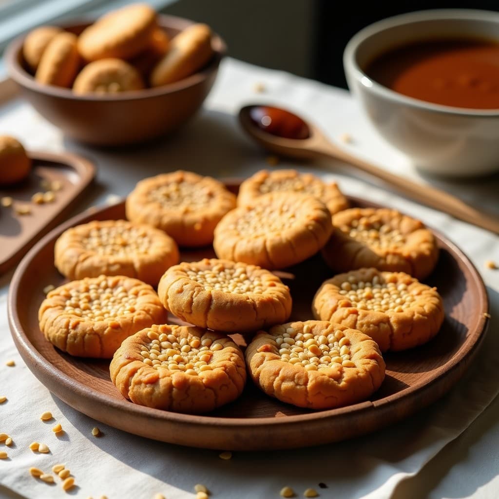 Galletas de Harina de Garbanzo y Pasta de Dátiles con Sésamo: Snack Vegano Sin Horno