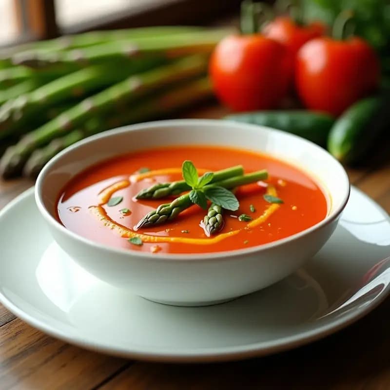 Gazpacho Andaluz con Espárragos Verdes: Receta Fresca y Nutritiva en 10 Minutos