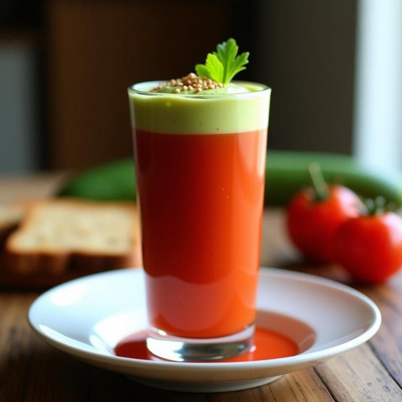 Gazpacho Andaluz con Espuma de Aguacate: Receta Fresca y Gourmet en 15 Minutos
