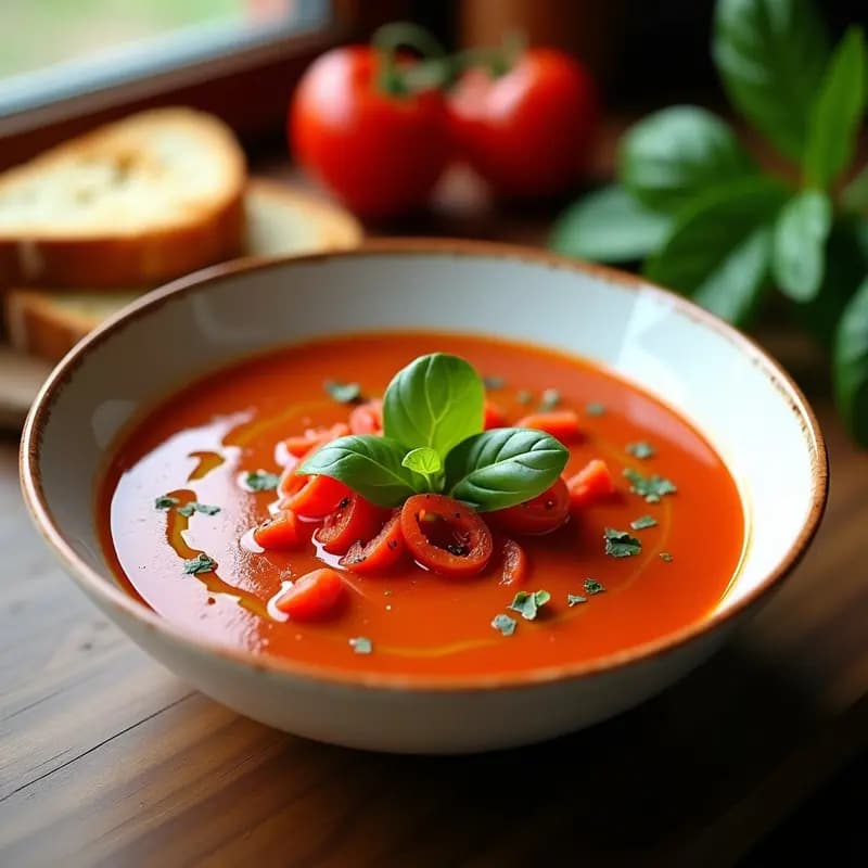 Gazpacho Andaluz con Pimientos Asados: Receta Española Vegana y Fría