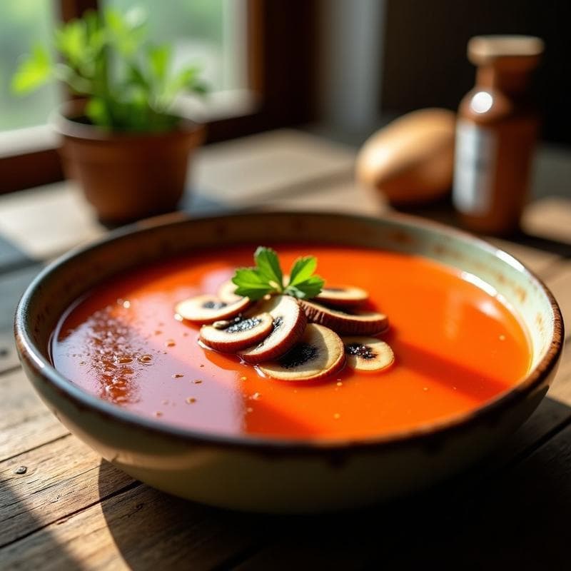 Gazpacho Andaluz con Hongos Shiitake: Receta Fría con Toque Umami en 15 Minutos