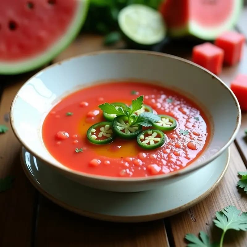 Gazpacho Andaluza con Sandía y Jalapeño: Receta Española Refrescante y Baja en Calorías