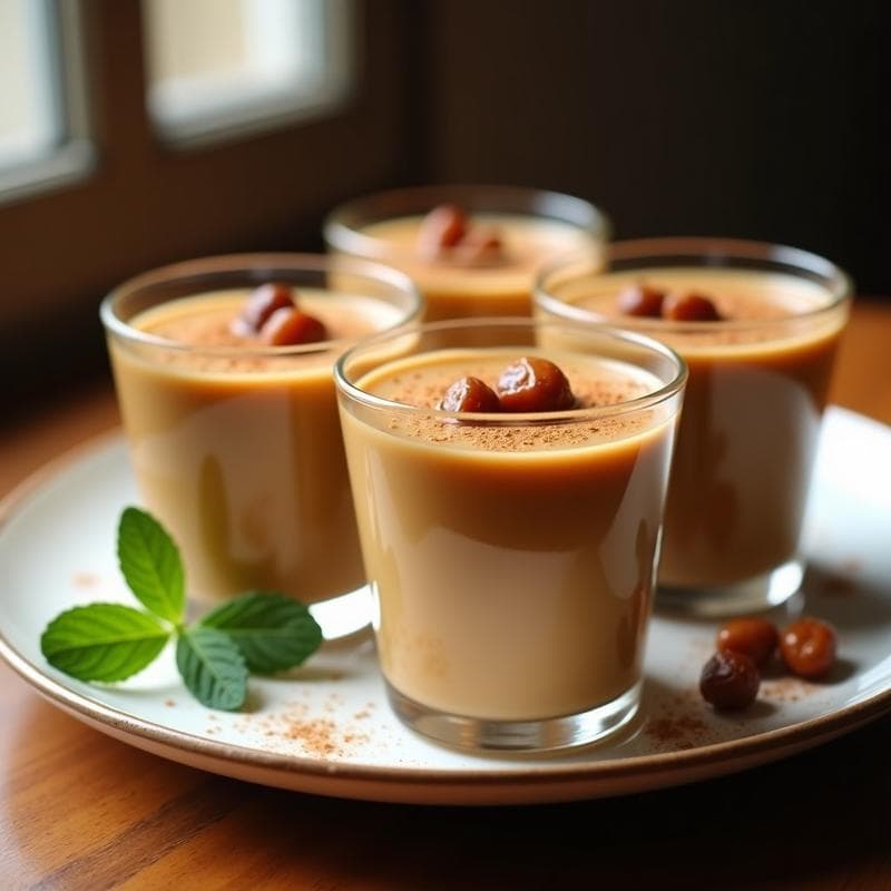 Gelatina de Café con Leche de Avena y Trozos de Dátil: Postre Vegano Sin Azúcar y Energizante