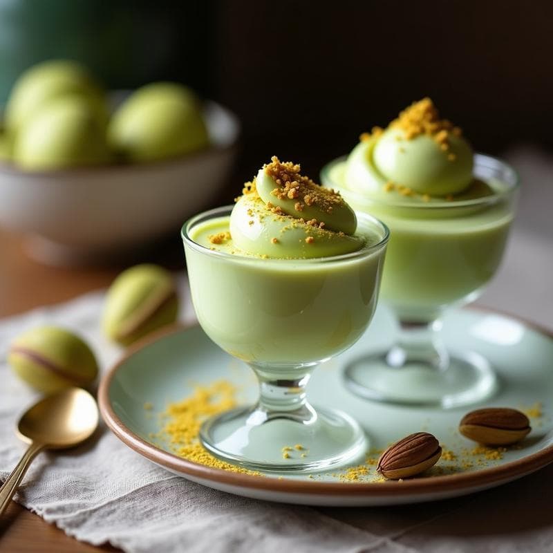 Gelato de Pistacho y Cardamomo: Postre Italiano Sin Azúcar con Leche de Anacardo