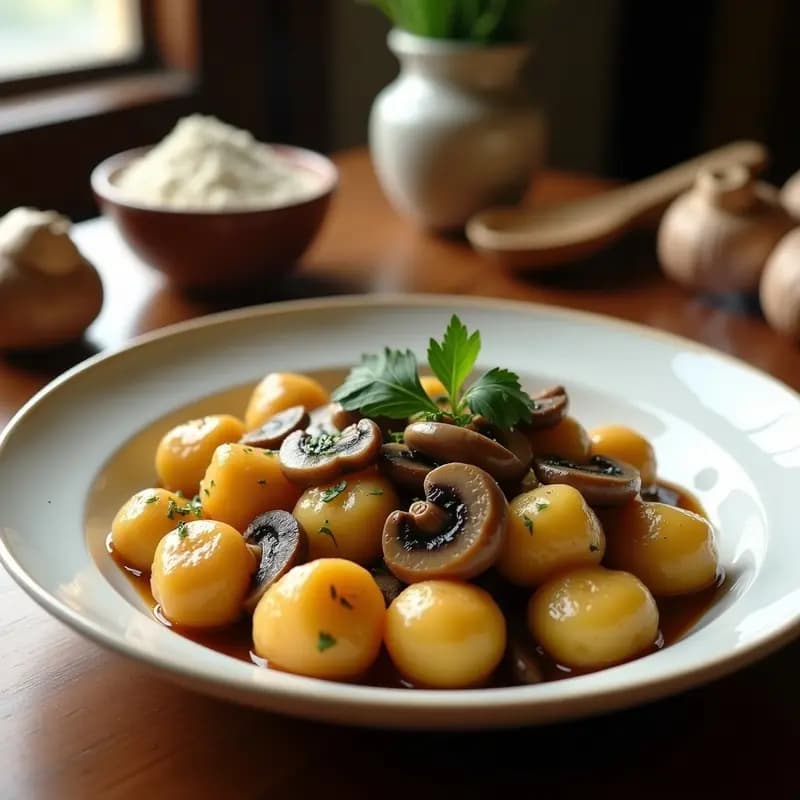 Gnocchi de Ñame y Harina de Mandioca con Salsa de Champiñones Portobello: Receta Paraguaya Sin Gluten