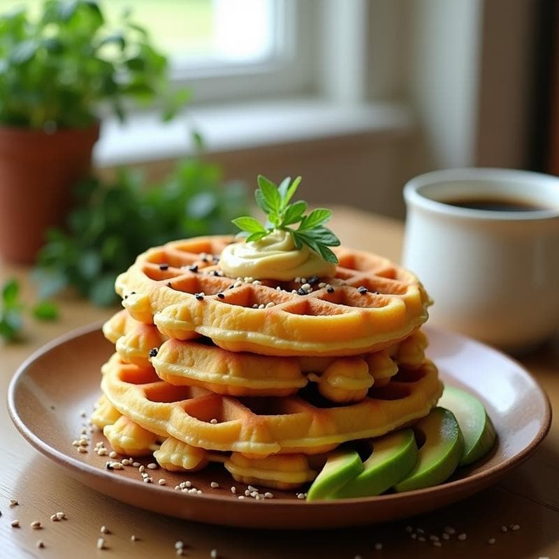 Gofres Salados de Harina de Garbanzo y Hierbas Provenzales: Desayuno Keto Sin Harina