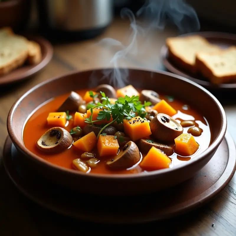 Goulash de Butter Nut y Champiñones: Receta Húngara Vegana en Olla Lenta