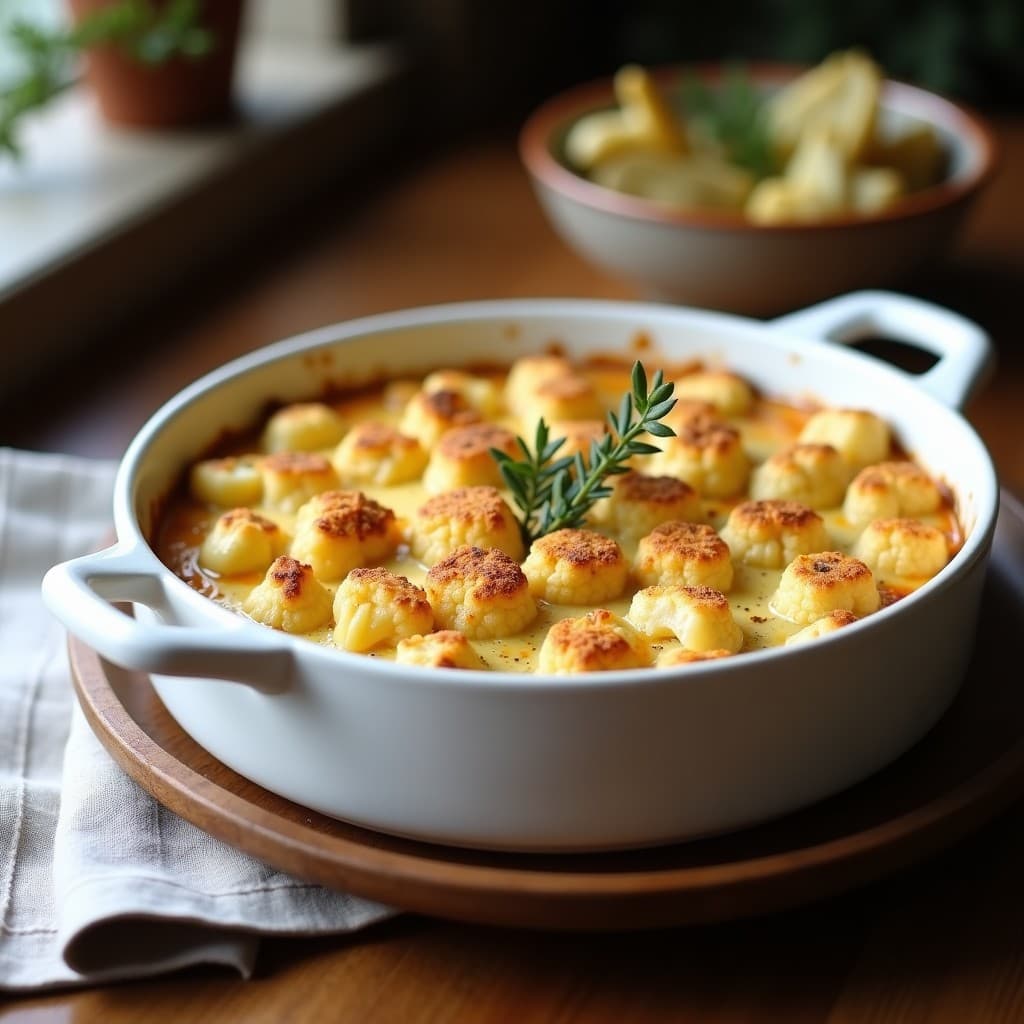 Gratin de Coliflor y Queso de Cabra con Miga de Almendras: Receta Francesa Sin Gluten
