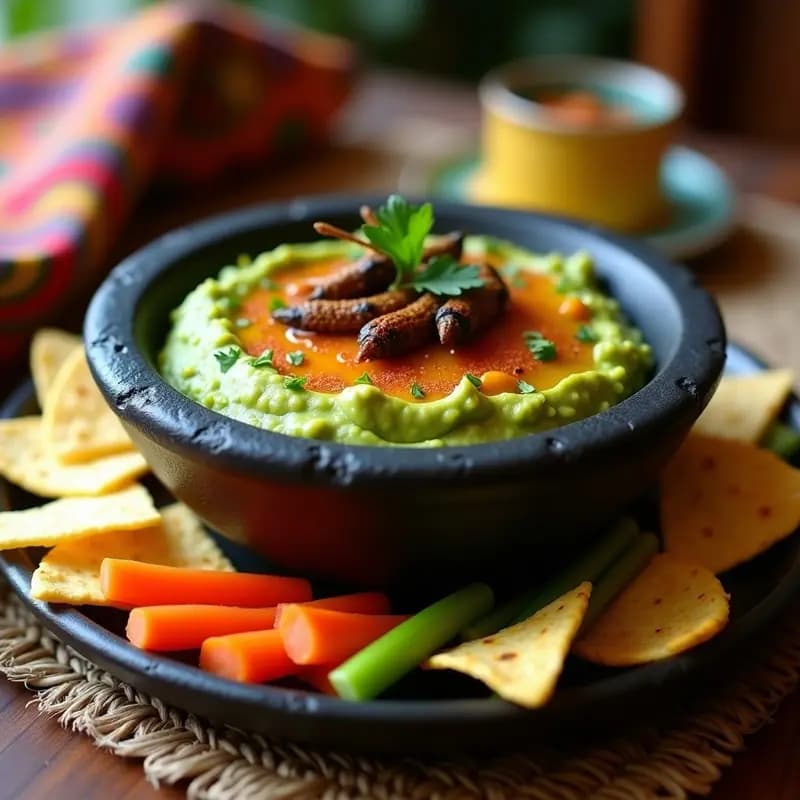 Guacamole con Chapulines y Granadilla: Dip Mexicano con Toque Prehispánico