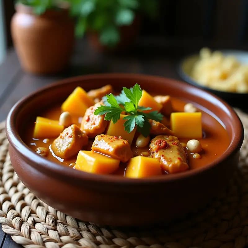 Guiso de Pollo con Cacahuetes y Calabaza: Receta Africana de Guinea en Olla Rápida